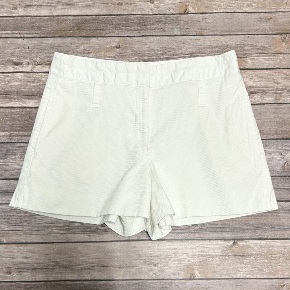 Rag And Bone White Texture Pique Drop Belt Loops Shorts 8 3.75 Inseam *stain*